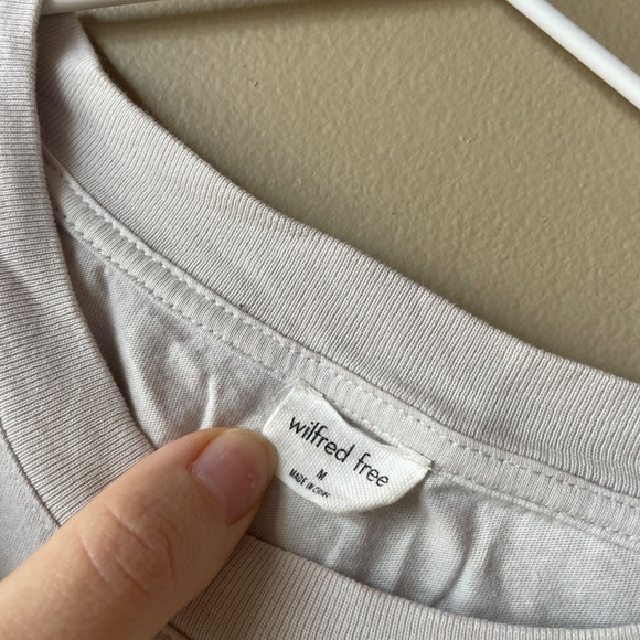 Aritzia Wilfred Cropped Cotton T-Shirt Light Grey - Size Medium - Picture 2 of 3